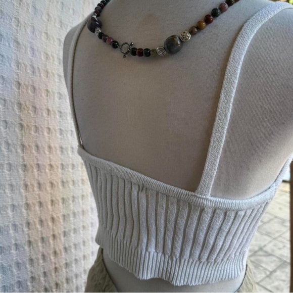 White Ribbed Crop Top - Picture 3 of 4